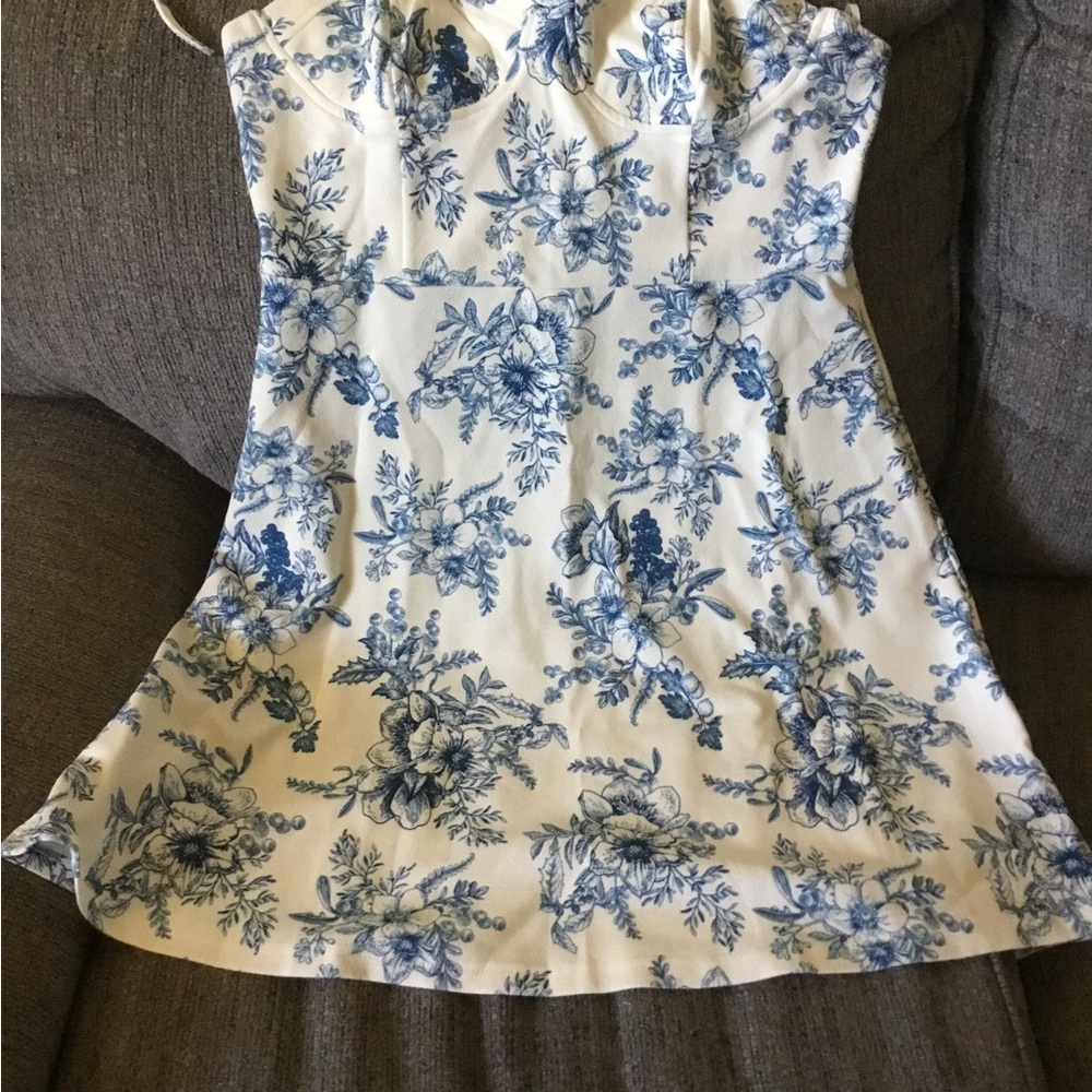 Floral Blue and White Dress